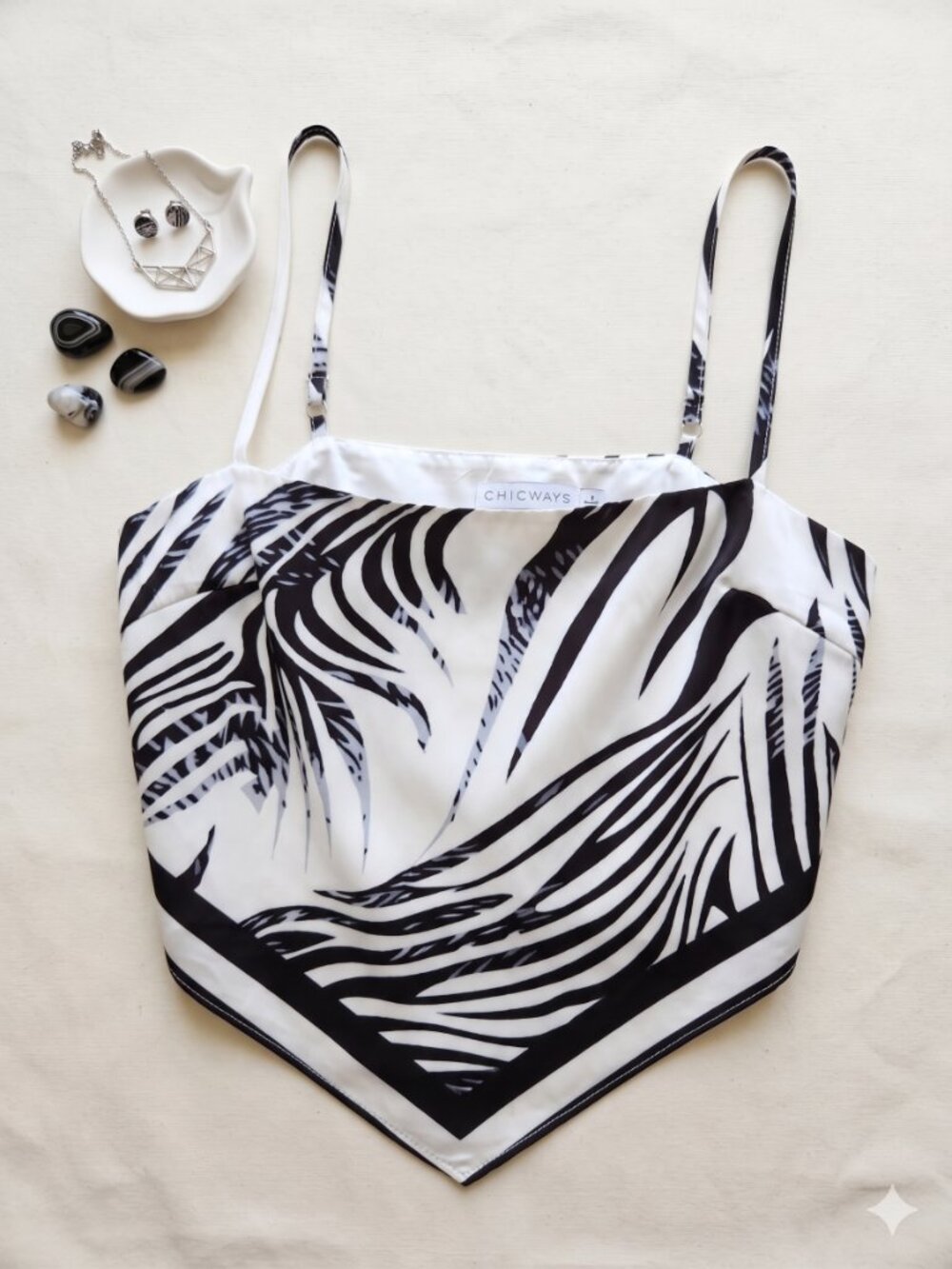 Black & White Draped Crop Top